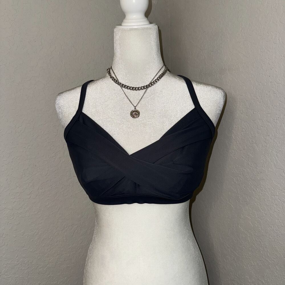 Athleta Twister Bikini Top Womens 34D/DD Heather Gray Stretch Crossback Swimwear